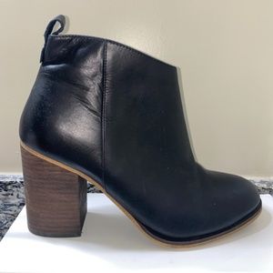 Black leather booties